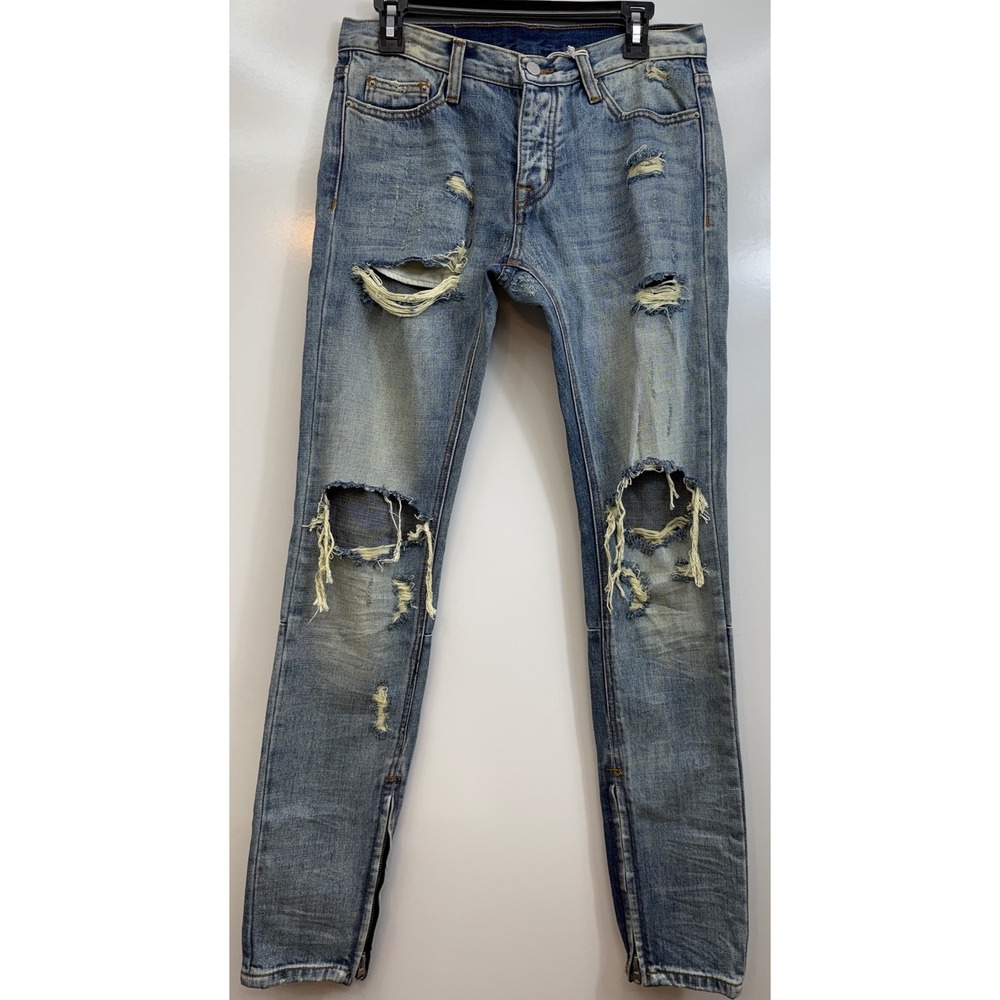 MNML M1 Vintage Denim Jeans Womens 30 Distressed Skinny Zip Hem NWT Spot